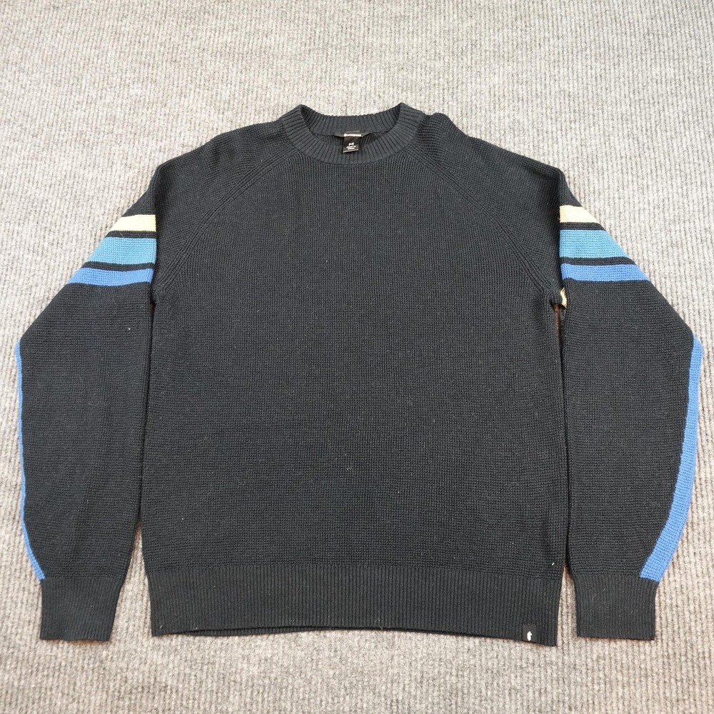 Cotopaxi Libre Waffle Crew Sweater Mens Medium Black Stripe Sleeve Knit Pullover